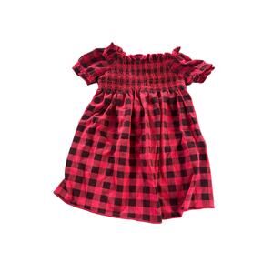 Honeycomb Kids Girls Red Buffalo Check Plaid Short Sleeve Holiday Dress Youth